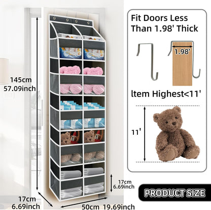 5-Tier Heavy Duty Over the Door Organizer with 10 Compartments - 600D Oxford Cloth Large Behind Door Storage for Closet, Nursery, Bedroom, Pantry, Diaper & Toy Organizer (Gray)