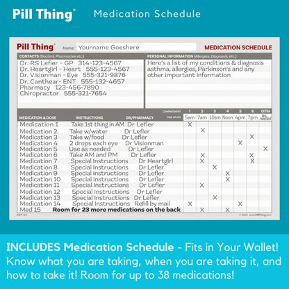 6 Times a Day Weekly Pill Box Organizer Case, Secure 7X Pillbox with Medication Schedule (6 Time-a-Day)