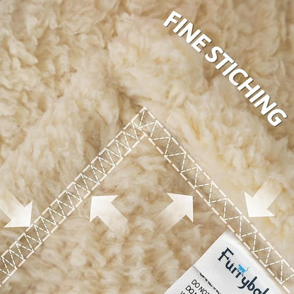 furrybaby Premium Soft Dog Blanket for Small Dogs Puppy Cat Washable Sherpa Fleece 24x32 Inches Pet Throw for Bed Furniture Couch Sofa Protection(Small, Beige Blanket)