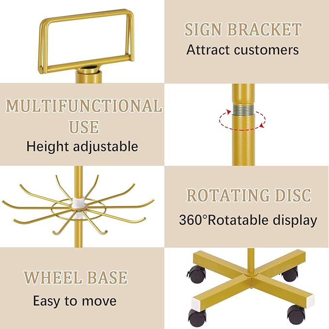 Exttlliy Retail Display Stand Store Display Rack 6 Tier Metal Spinning Display