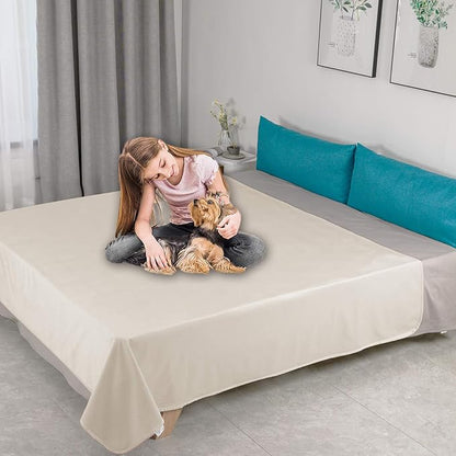 Ameritex Pet Bed Blanket Reversible 100% Waterproof Velvet Super Soft for Sofa and Bed (82x82 Inches, Cream+Sand)