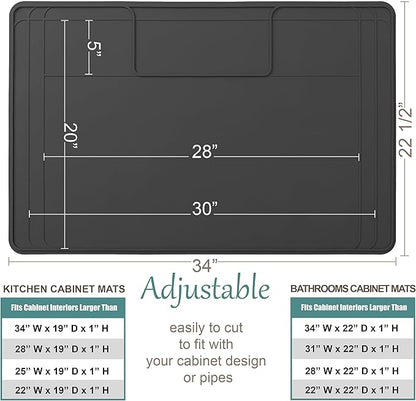 The Original Under Sink Mat - Silicone Waterproof mat, Trimmable, Easy to Clean, Kitchen cabinet liner, Under sink protector mats, Disinfection Surface - 34" x 22" or smaller