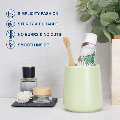 Bathroom Tumbler Cup Ceramic 13.5oz Reusable Toothbrush Cup 400ml,Toothbrush Holder Adequate for Your Bathroom (Green)