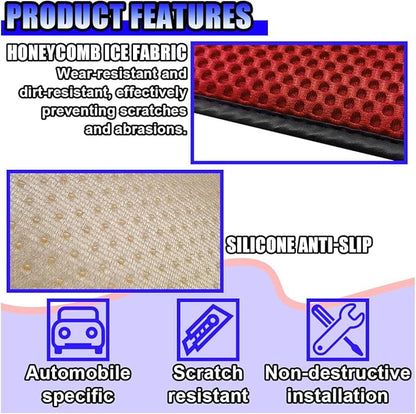 Car Center Console Cover, Cooling Auto Armrest Cushion Pad with 2 Storage Bags, Breathable Elbow Pillow Middle Console Protector, Universal Vehicle Interior Accessories (Red)
