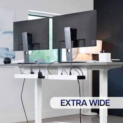 VIVO Under Desk 17 inch Extra Deep Cable Management Trays, Power Strip Holders, Cord Organizers, Wire Tamers for Office and Home, White, 2 Pack, DESK-AC16-2CW