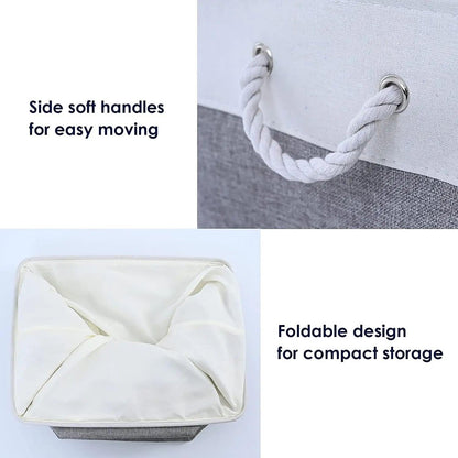 Fabric Storage Bins 12x8x5 inch [6-Pack] with Rope Handles - Decorative Baskets for Organizing