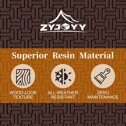 ZYJOYY 90 Gallon Resin Deck Box, Weatherproof Outdoor Storage Box for Patio, Garden, Pool, and Yard, Lockable Waterproof Bin for Tools, Cushions, and Accessories, Brown
