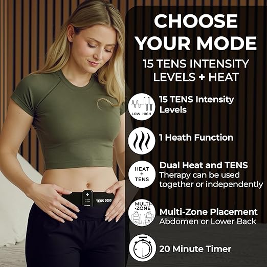 TENS 7000 Heat + TENS Unit for Menstrual Cramp Relief