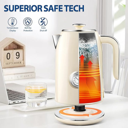 PUKOMC Electric Kettle, 1.7L Stainless Steel Tea Kettle