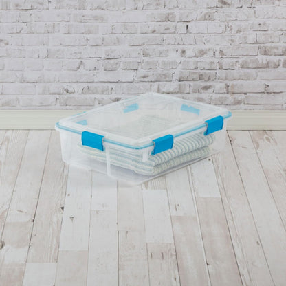 Sterilite 12-Pack Gasket Box, Weather-Resistant Storage Bins with Latching Lids, 37 Quart - Heavy-Duty Organizing Containers for Closet, Bathroom, and Office