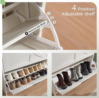 Shoe Storage Cabinet, Farmhouse Shoe Organizer