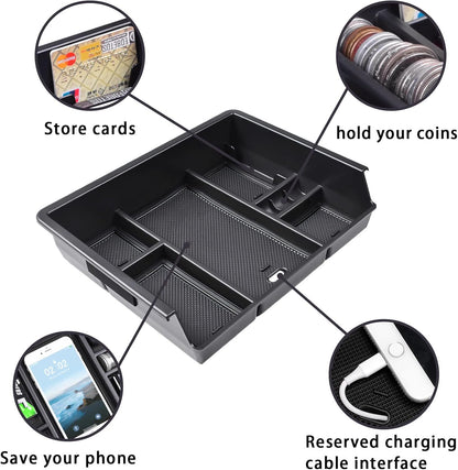 EDBETOS Center Console Organizer Tray Compatible with 2014-2018 Chevy Silverado/GMC Sierra 1500 Accessories 2015-2019 Silverado/Sierra 2500HD/3500HD Compartment Storage,Full Console w/Bucket Seat ONLY