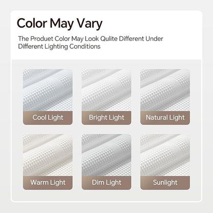 TURKIO White Waffle Shower Curtain, Waffle Weave Striped Shower Curtain Hotel Luxury White Fabric Shower Curtains for Bathroom