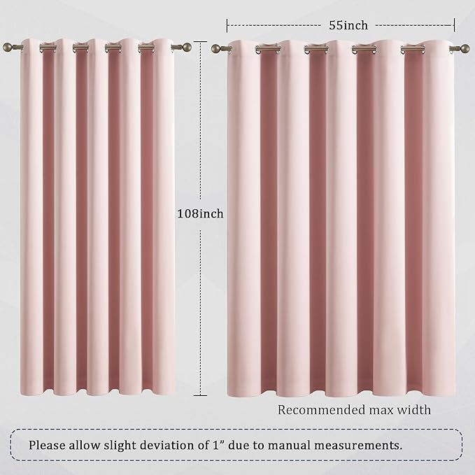 DUALIFE Baby Pink Curtain Panels