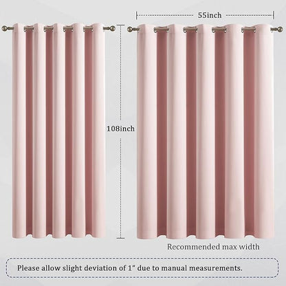 DUALIFE Baby Pink Curtain Panels