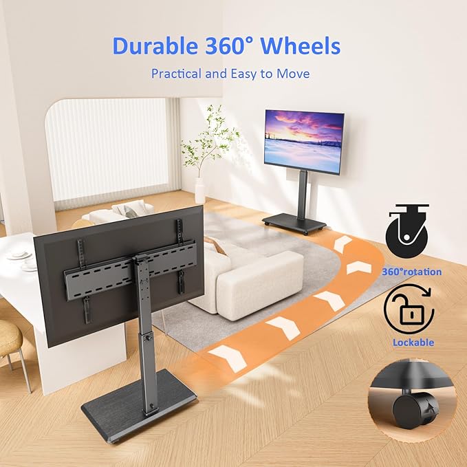Afaloona Rolling TV Stand, Portable Mobile TV Stand