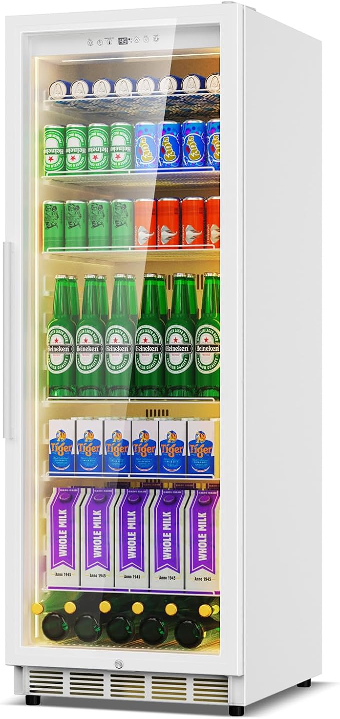 Commercial Display Beverage Fridge: 13.8 Cu Ft Upright Cooler