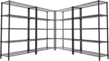 Storage Shelves Heavy Duty, 4 PCS 36" L x 14" W x 72" H Garage Wire Shelving Unit Loads 1750LBS, 5-Tier Adjustable Metal Industrial Utility Shelf Rack for Kitchen, Laundry Room, Warehouse, Basement