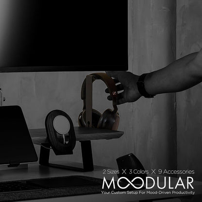 Moodular Add-ons Headphone Stand [Accessory Only - Requires Moodular Wooden Monitor Stand Slide Rails for Use] Black MSA-HS