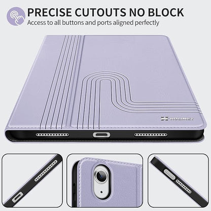 H HOLIMET Case for iPad Air 11 inch 2025 (M3)/2024 (M2) /iPad Air 5th Generation 2022/iPad Air 4th Generation 2020 10.9 Inch with Pencil Holder Shockproof Protective Cover Vegan Leather (Purple)
