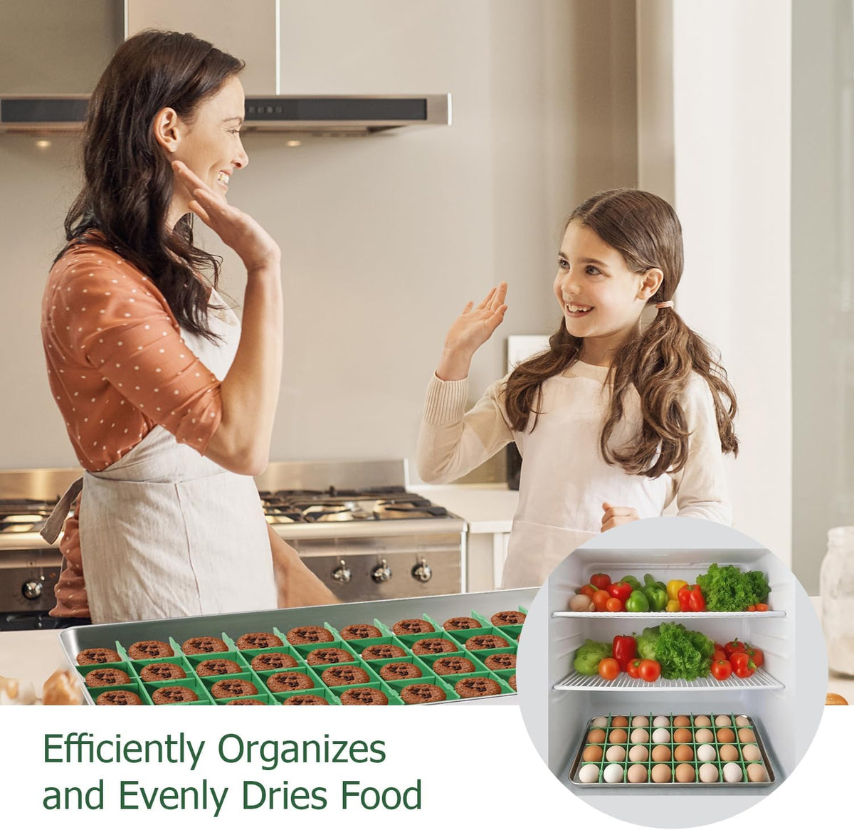 2 Sets Freeze Dryer Tray Dividers Medium, Freeze Dryer Accessories for Harvest Right, Non-Stick Dividers for Fruits, Vegetables, Meals(Green)