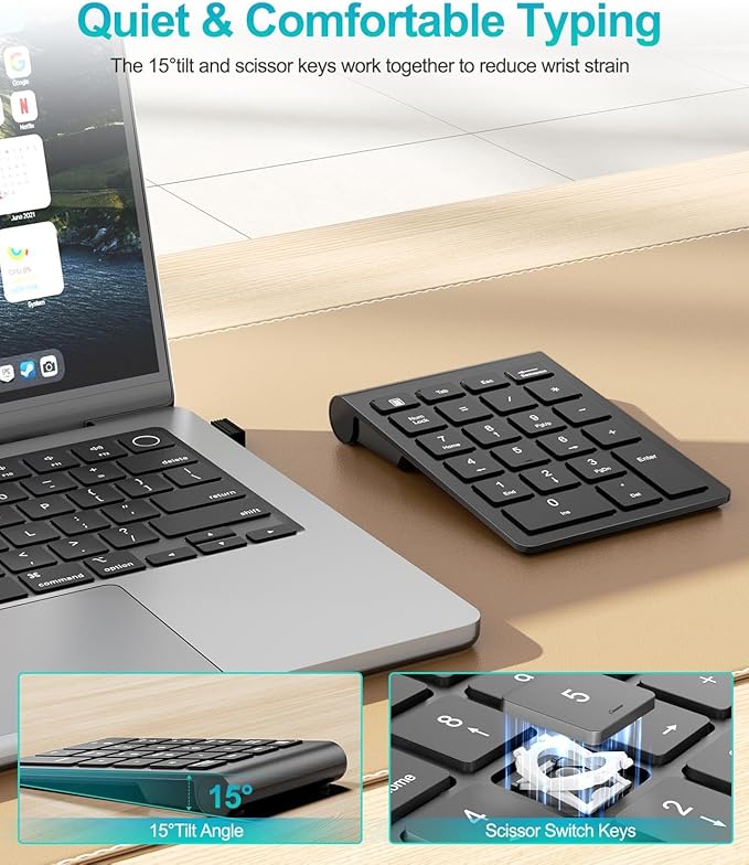 Wireless Number Pad, Lekvey Numeric Pad and Mouse Combo, Portable Slim 2.4GHz