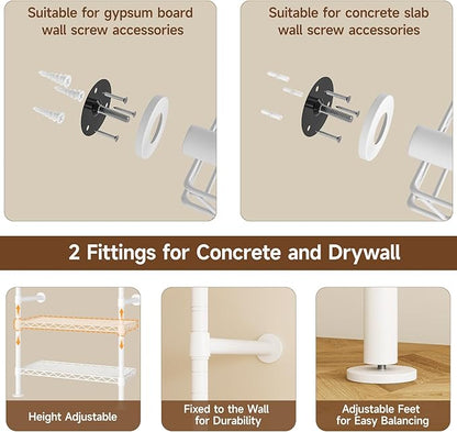 ONBRILL H3 Wall Mounted Closet System, Expandable Industrial Pipe Clothes Rack