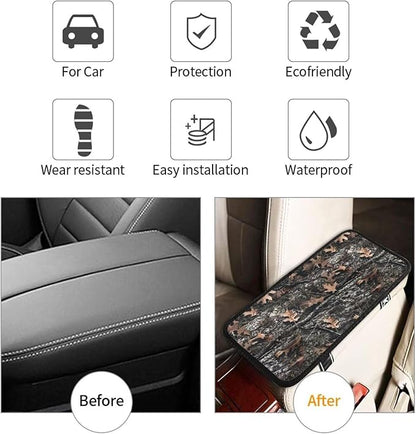 Camouflage Car Center Console Armrest Cover Seat Box Lid Covers Protective Pad Cushion Brown and Gray Army Camo Arm Rest Lid Pads SUV Sedans Vans Truck Accessories