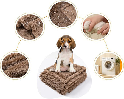 Wowchine Brown Dog Blanket Waterproof Calming Pet Blankets Fluffy Long Faux Fur Pets Couch Throw Blankets for Cat Love Bed Cover Washable(Brown,M-57x40in)