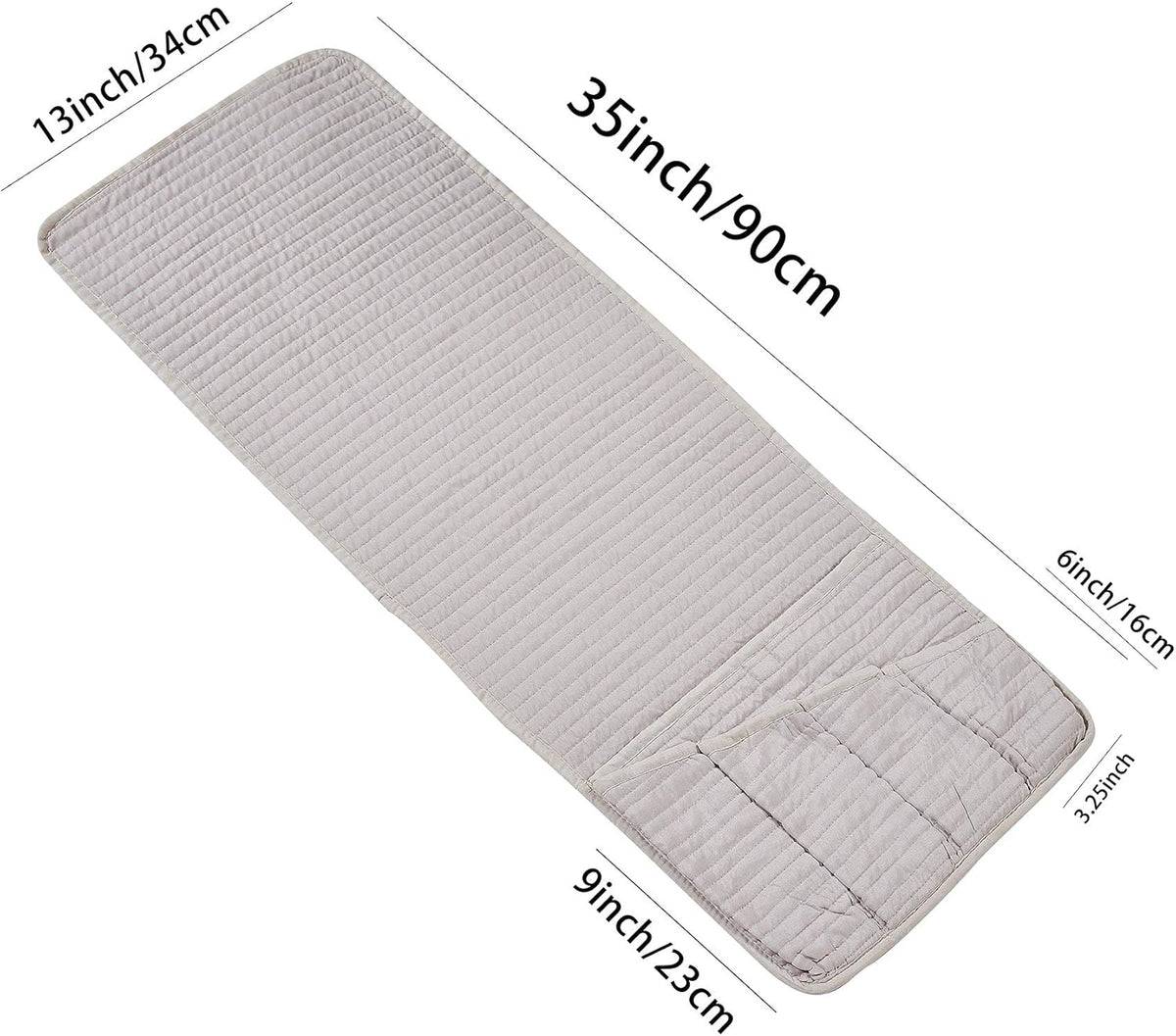 Brilliant Sunshine Premium Beige Sofa Armrest 5 Pockets Organizer, Couch Recliner Chair Caddy, 1/2" Channel Quilted, Washable Remote Controls Holder, Storage for Magazine, Tablet, 35×13", Light Beige