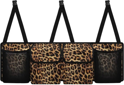 Backseat Trunk Organizer for Car Brown Leopard Print Back of Seat Car Organizer with Extra Storage Space for SUVs,Trucks,Vans,Car Organization