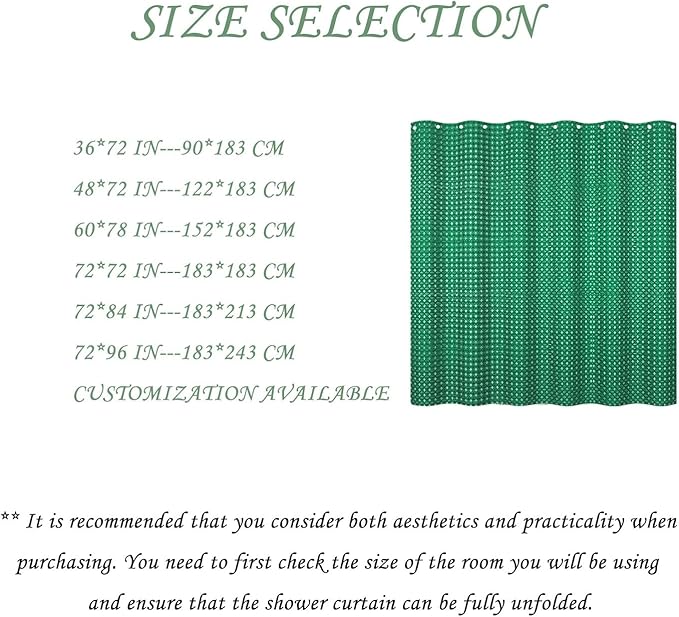 ggaimwf 72x96 Inch Solid Color Shower Curtain for Bathroom Waffle Bath Water Resistant Fabric Curtains Green Modern Thick Shower Stall Curtain with Metal Hooks