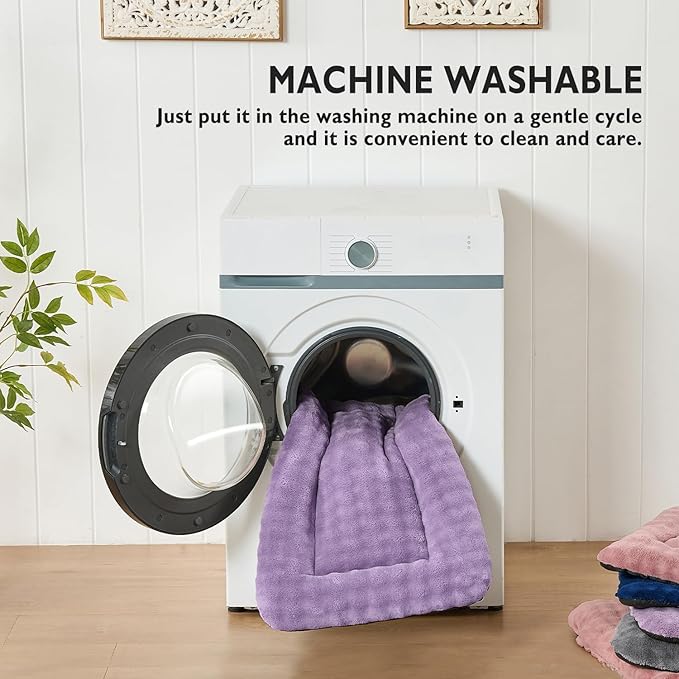 Yaning Dog Bed Mat Crate Pad for Large Dogs, Washable Soft Pet Sleeping Mat Kennel Pad with 3D Bubble Pattern, Dusty Purple, 42"x 28"