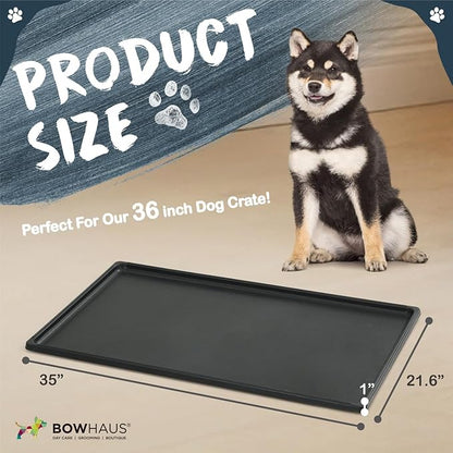 BOWHAUS 35-Inch Dog Crate Pan Replacement, Sturdy, Waterproof Plastic Tray for 36-Inch Pet, Rabbit Ferret Critter Kennels, Versatile Pan and Easy to Clean