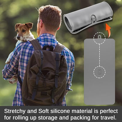 Dahaiwua Pet Food Mat,Mat for Prevent Food and Water Overflow,Portable and Foldable Mat,Suitable for Medium and Small Pet Pet Placemat for Dog and Cat（Dark Grey）