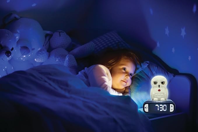 LEXiBOOK, Hedwig Nightlight Alarm Clock, Sounds and Melodies, Backlit LCD Screen