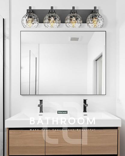 METWET Bathroom Light Fixtures Over Mirror, 4-Light Modern Sconces Wall Lighting
