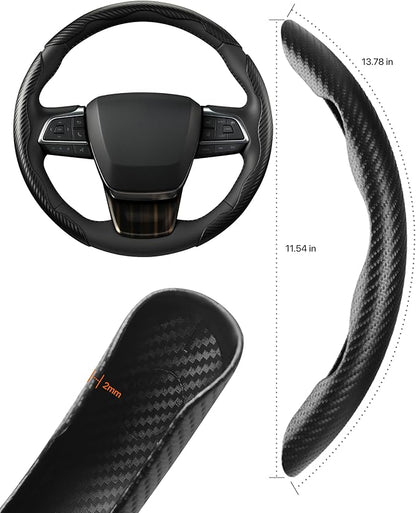 West Llama Customized Carbon Fiber Steering Wheel Covers for Toyota Rav4 Corolla Camry Highlander Prius, 3 Piece snap on Steering Wheel Cover (Black)