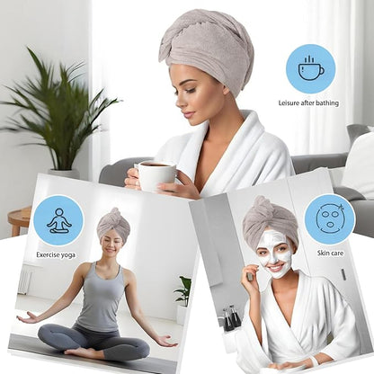 AGKXHDEC 2 Packs Single Layer Microfiber Hair Turbans - Drying Wrap for Women (Gray-2pcs)