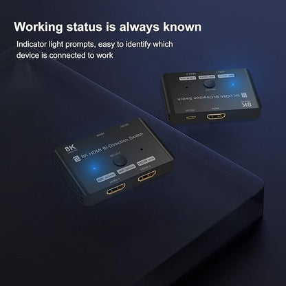 HDMI 2.1 Bi-Directional Switch Ultra HD 8K HDMI Switcher 2 in 1 Out/ 1 in 2 Out