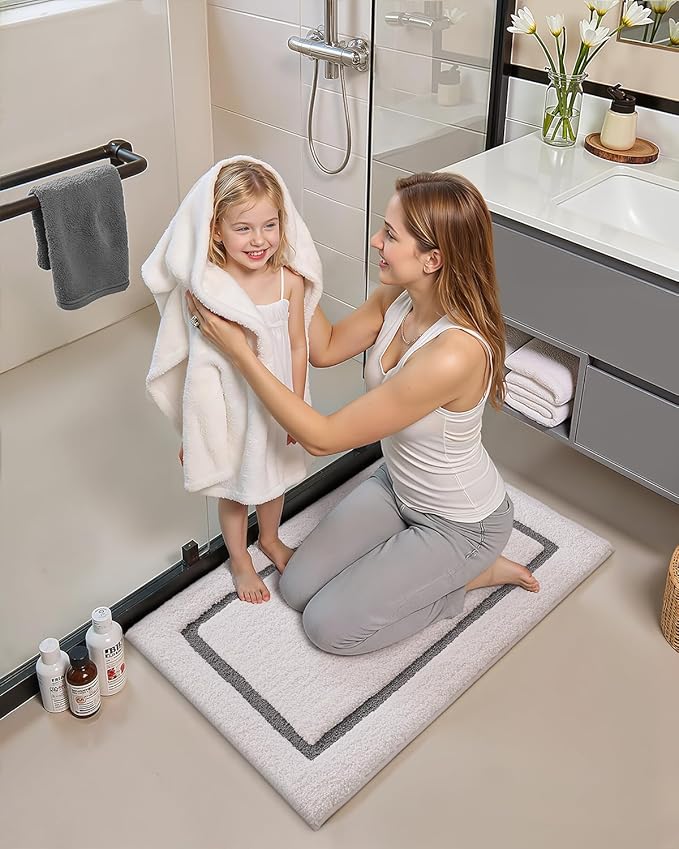 Color&Geometry Bathroom Rugs, Water Absorbent and Quick Dry Microfiber Bath Rugs-24"x36", Non-Slip, Machine Washable, Extra Soft Plush Bath Mats for Bathroom, Laundry Room, Shower and Tub