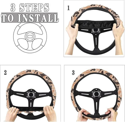 SEANATIVE Duck Camo Hunting Auto Steering Wheel Cover Auto Interior Protector Accessiores,Non-Slip Universal fit 15 inch, for Van Car Sedan SUV