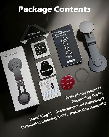 CloudValley Tesla Model 3/Y Phone Mount, Magnetic Car Metal Holder with Strong Magnet Power,【Foldable & Extendable Hidden Design】Tesla Screen Stand for 3/Y/S/X/Cybertruck, Designed for MagSafe iPhone