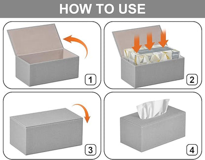 Colylan Tissue Box Cover Rectangular Tissue Box Holder for Bathroom (Grey)