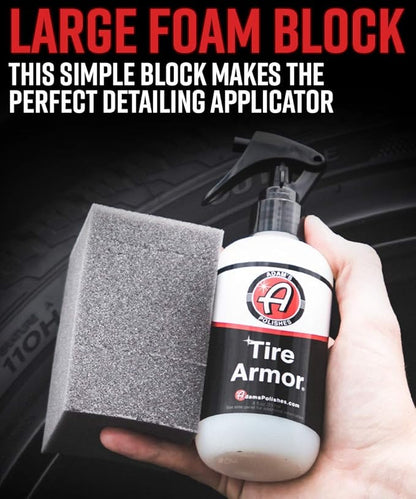 Adam's Tire & Trim Block Applicator - Trim Dressing & Tire Shine Applicator Foam Block for Car Detailing, Reusable & Customizable Durafoam Material