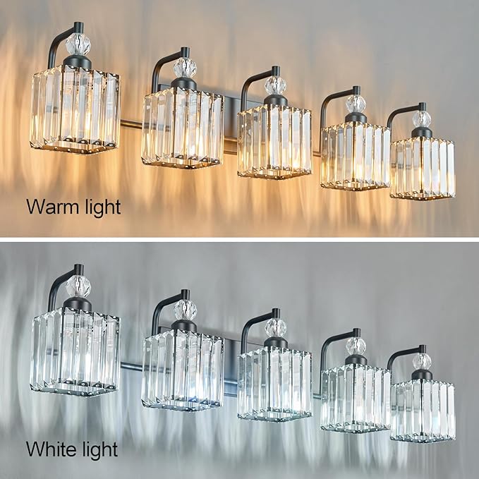 BBLLWJ 5 Light Bathroom Vanity Light Modern Black Vanity Light Fixtures