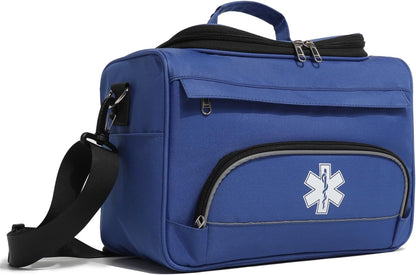 Empty Medicine Bag for Travelling Red First Aid Bag On Call Trauma Bag EMT First Responder Carrier Bag Medical Supplies Kit Emergency Bag for School(Bag only)