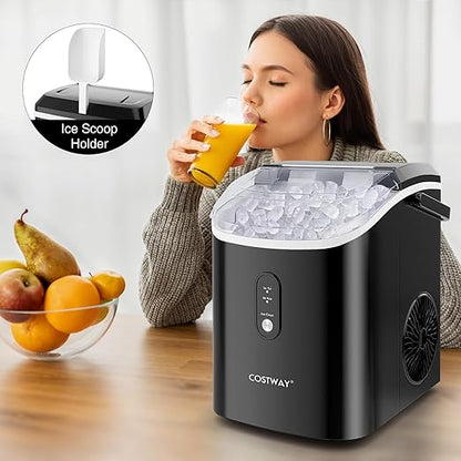 COSTWAY Nugget Countertop Ice Maker, Ready in 6 Mins, 34 lbs/24H, Ice Machine