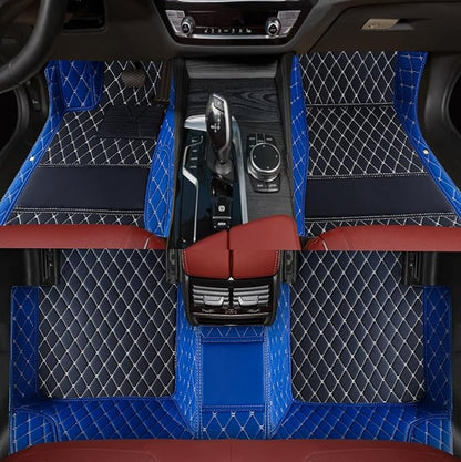 Custom Personalized Floor Mats for Cars，Luxury Full Coverage All Weather Car Floor Mats，Anti-Slip Leather Car Mat Set ，Custom Floor Mats for 99% of Cars, Trucks & SUVs (3D Blue and Black)