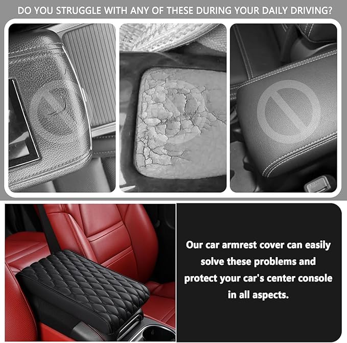 Auto Armrest Cushion Pads for Jeep Commander(2006) Accessories Car Centre Console Armrest Pad Durable Material and Easy to Clean-is Waterproof and Anti-Scratch